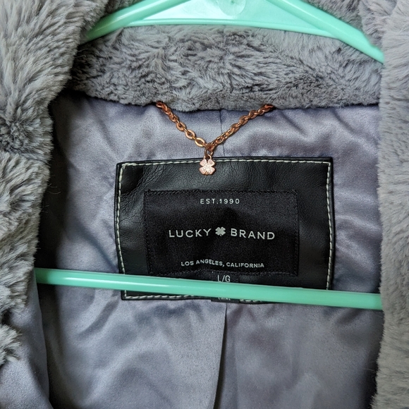 Lucky Brand Grey Faux Fur Jacket - Picture 2 of 6